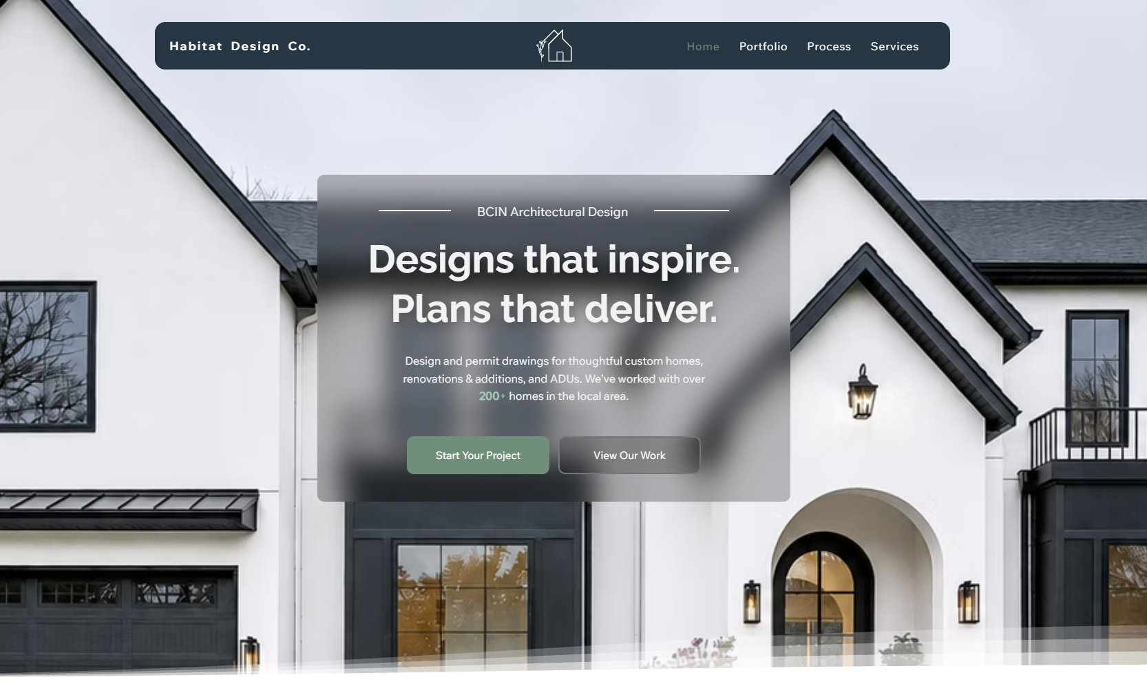 Habitat Design Co. website displayed in a browser window